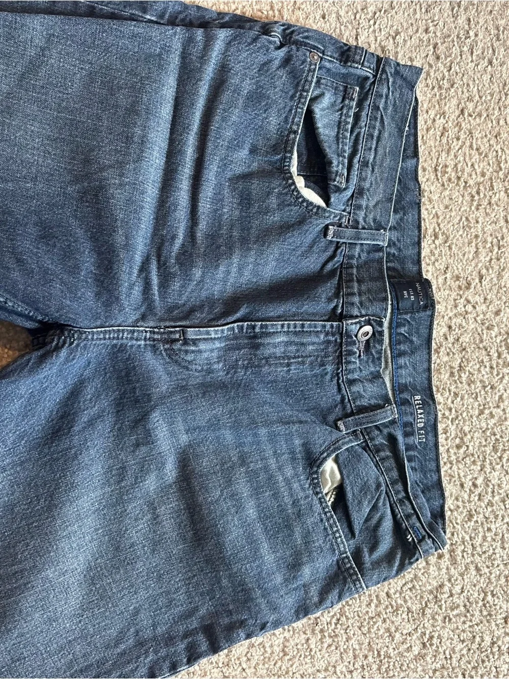 Vintage Nautica Men's Relaxed Dark Blue Straight-Leg Jeans Sz 38x34 90s Y2K
